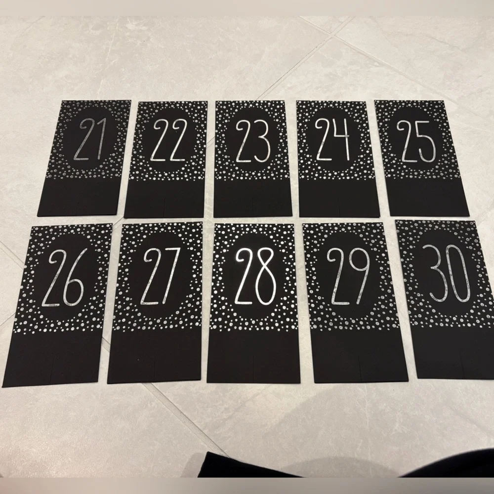 Wedding Party Polka Dot Silver Metallic Table Number Tents Numbers 1 to 40